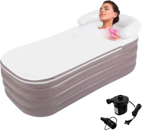 Bañera inflable para adultos, bañera de hielo portátil para atletas, bañera plegable independiente para exteriores e interiores, con bomba de aire