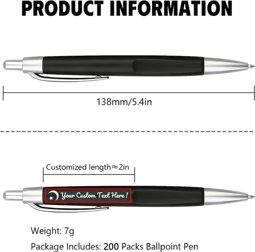 Miniatura 6 de Paquete de 100 bolígrafos personalizados con tinta negra personalizable