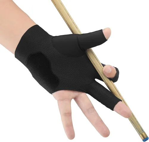 Miniatura 4 de Guantes de billar para hombres y mujeres, guantes de billar para mano izquierda/derecha, guantes de secado rápido de 3 dedos, ideales para tiradores