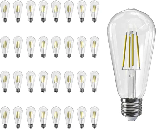 Miniatura 13 de Jensense Bombillas LED Edison E26, 60 vatios equivalentes, bombillas regulables, 2300 K, luz blanca cálida (cristal ámbar), estilo vintage