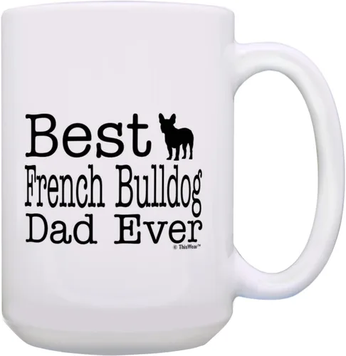 Miniatura 16 de ThisWear Dog Owner Gifts Best French Bulldog Dad Ever Paw Pattern Gift - Taza de café de cerámica de 11 onzas con mango y patrón de hueso