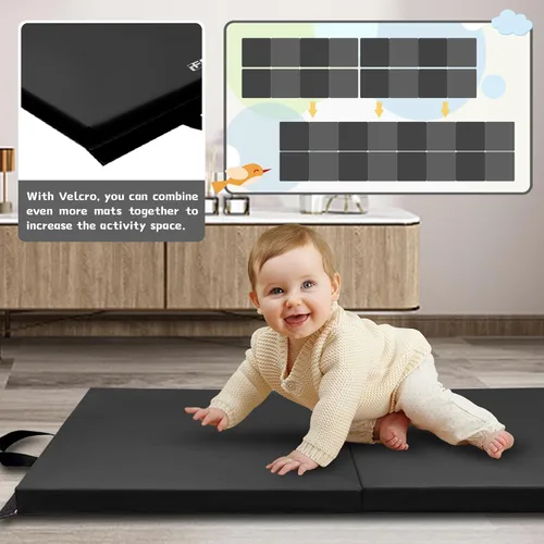 Miniatura 5 de RitFit Upgraded Folding Exercise Mat, 2 Inch Thick Gymnastics Mat 3’x6’,4’x8’,4x10’,2'x8' with Carrying Handles for Yoga, MMA, Stretching, Core Azul