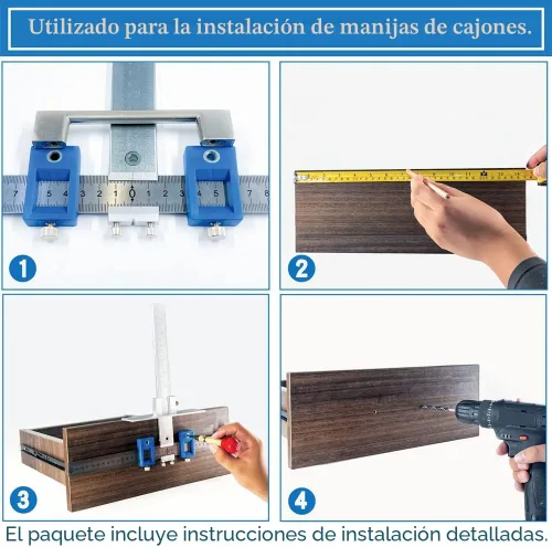 Miniatura 3 de King&Charles Plantilla de Herrajes para Gabinete, Plantilla de Mango de Gabinete de Metal con Punzón Central Automático, Juego Perfecto - Evita