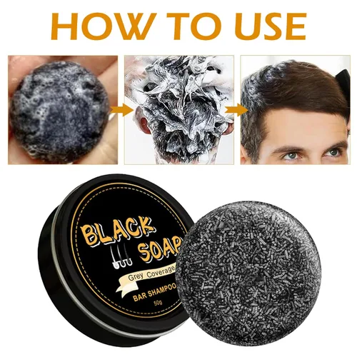 Miniatura 4 de Jabón de barra inversa para cabello gris, jabón negro natural para cobertura de cabello gris, barra de champú oscurecimiento con ginseng y sésamo