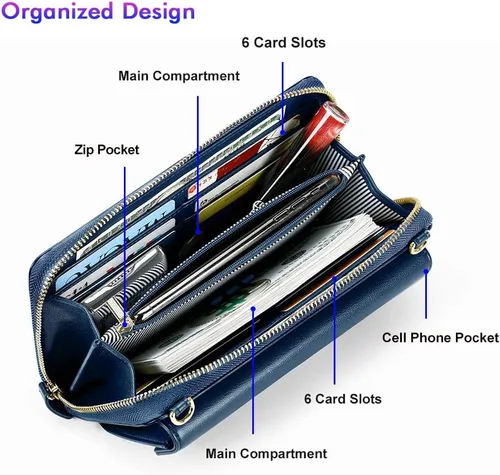 Miniatura 4 de nuoku Bolsos cruzados para mujer, carteras de muñeca para mujer, monederos pequeños para mujer, cartera para teléfono celular, cartera RFID