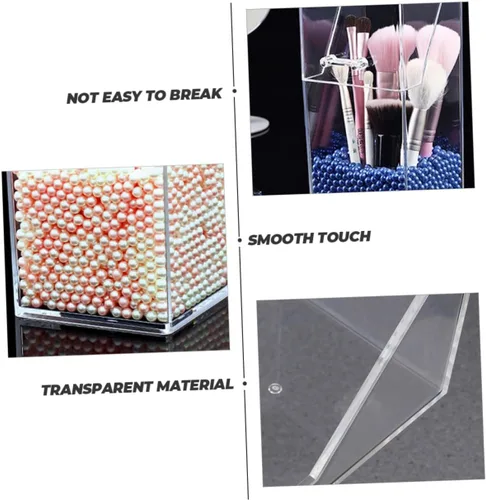 Miniatura 4 de FOMIYES 1 juego de recipientes de almacenamiento de brochas de maquillaje acrílicas con tapa a prueba de polvo, cubo duradero para organización
