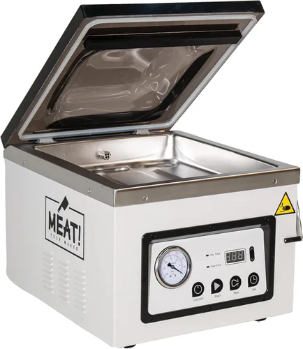 MEAT! Selladora de cámara al vacío con barra de sellado de 12", tiempo de sellado ajustable, medidor de vacío y paquete de muestras de bolsas al