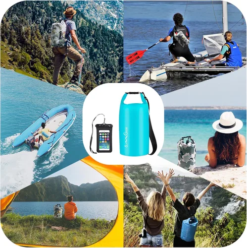 Miniatura 5 de OMGear - Bolsa seca impermeable y bolsa para teléfono, bolsa flotante de 40L/30L/20L/10L/5L para kayak, navegación, actividades al aire libre verde
