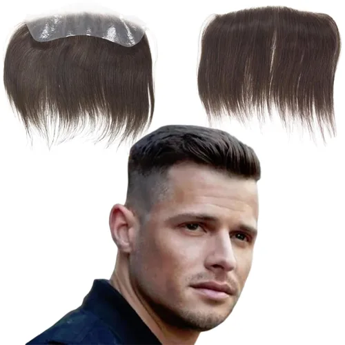 Miniatura 16 de Voloria Tupé de cabello humano 100 % de piel sintética para hombre, peluca frontal para retroceso, sistemas de reemplazo de línea capilar natural