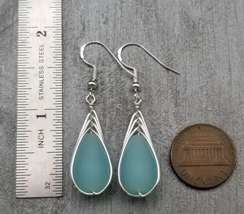 Miniatura 15 de Yinahawaii Handmade Sea Glass Earrings, Hawaiian Jewelry, Wire Braided Earrings Teardrop Earrings, Beach Jewelry Sea Glass Jewelry For Women Cobalt