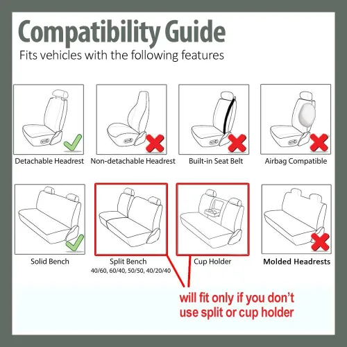 Miniatura 3 de TLH Fundas de Asiento de Tela Plana Rojas de 3 Filas 7 Asientos Ajuste Universal Accesorios del Interior del Automóvil, Fundas de Asiento Rojo