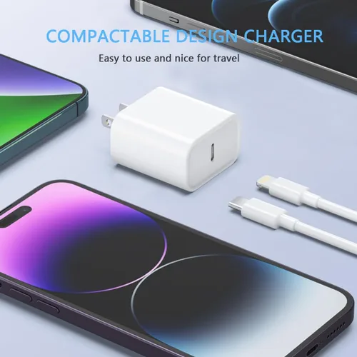 Miniatura 5 de Cargador de carga rápida para iPhone, paquete de 3 bloques de cargador USB C con cable USB C a Lightning, bloque de carga rápida tipo C compatible