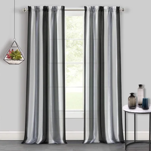 Miniatura 2 de ACHIM Spectrum - Cortina para ventana con bolsillo para barra, 50 pulgadas de ancho, 63 pulgadas de largo, color negro/plateado, semitransparentes