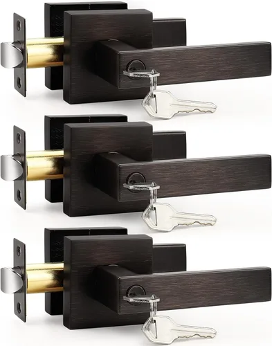 Miniatura 15 de Probrico Paquete de 4 manijas de puerta simuladas en negro mate, manijas interiores que no giran, manijas reversibles resistentes para interiores