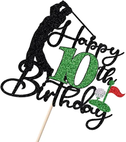 Miniatura 3 de Golf Happy 10th Birthday Cake Topper, Golfer/Sports Themed Birthday or Retirement Cake Decorations,Golf Ten 10 Years Old Ball Player Sport Themed