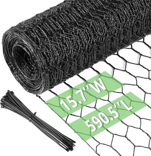 Miniatura 21 de Alambre de pollo de 13.7 pulgadas x 393.7 pulgadas, malla galvanizada hexagonal para jardín, valla de jardín para mascotas, conejos, pollos con 100