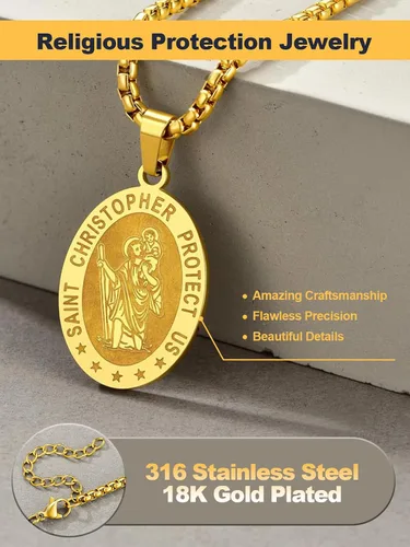 Miniatura 209 de U7 Saint Benedict/Michael Medal Necklace, 316L Stainless Steel Virgin Mary Necklace for Men Women, Bible Verse Protection Necklace Catholic