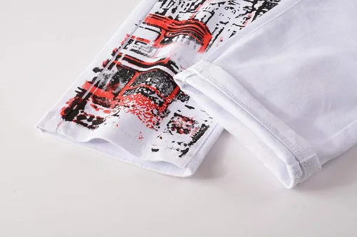 Miniatura 4 de Parches estampados para hombre diseño de retazos de moda ajustados desgastados con agujeros de mezclilla cantantes bailarines