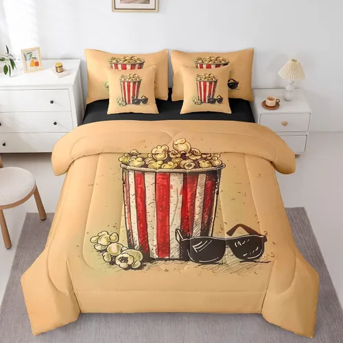 Miniatura 21 de Piano Music 7pcs Comforter King,Musical Notes Bedding Set Kids Girls Boys Teens Room Decor,Retro Graffiti Grey Gold Music Lover Bed in a Multi 11