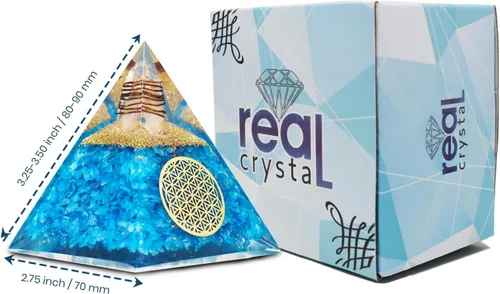 Miniatura 9 de Pirámide de orgonita de aguamarina, pirámide de cristal curativo, pirámide de piedras preciosas de cristal para meditación, motivación, positividad