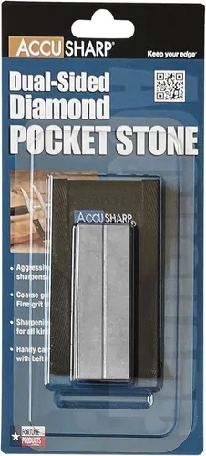 Miniatura 2 de AccuSharp Afilador de piedra de bolsillo con bolsa, piedra de afilar de doble cara de 3 pulgadas para cuchillos, anzuelos, camping, cuchillos