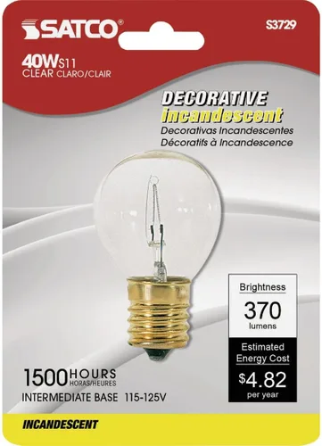 Miniatura 2 de Satco S3729 - Bombilla S11 de 40 W, base intermedia, transparente