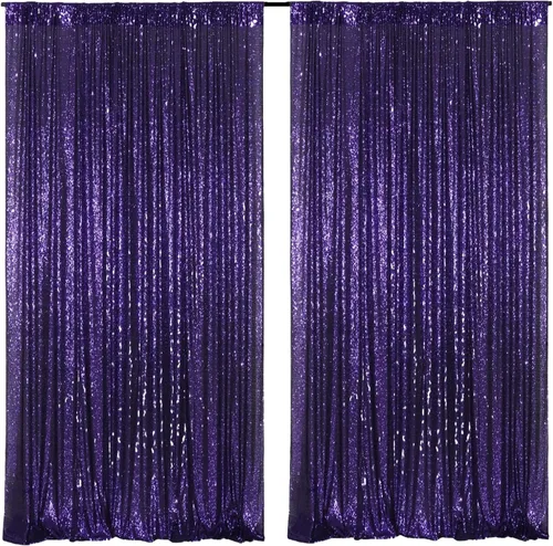 Miniatura 24 de Poise3EHome Cortinas de Fondo de Lentejuelas Verde Azulado, 4 PCS Paneles de Lentejuelas de 3FT x 8FT para Telón de Fondo, Cortinas de Fondo