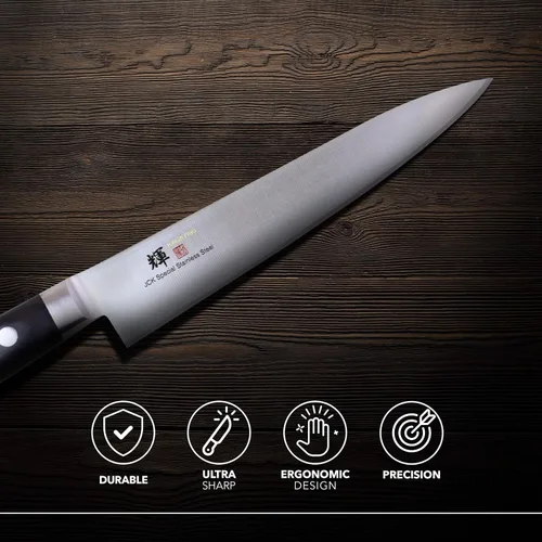 Miniatura 3 de Kagayaki - Cuchillo utilitario de acero inoxidable de alto carbono, 4.724 in (4.7 pulgadas), mango de madera Pakka