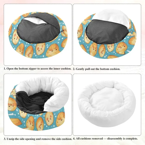Miniatura 7 de Wudan Pet Cat Beds Removable & Washable Fluffy Dog Cave Bed for Small Size Pets Supplies XS Cartoon Kawaii-Style Potato Blue
