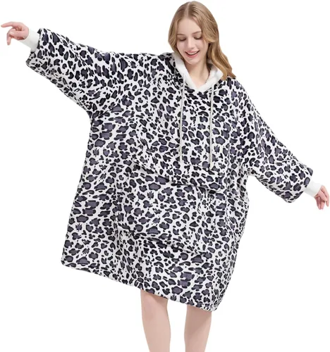 Miniatura 10 de Qeils Manta con Capucha Portátil para Mujeres, Cómoda Sudadera Sherpa como Regalo de Cumpleaños y Navidad, Chaqueta de Gran Tamaño con Capucha