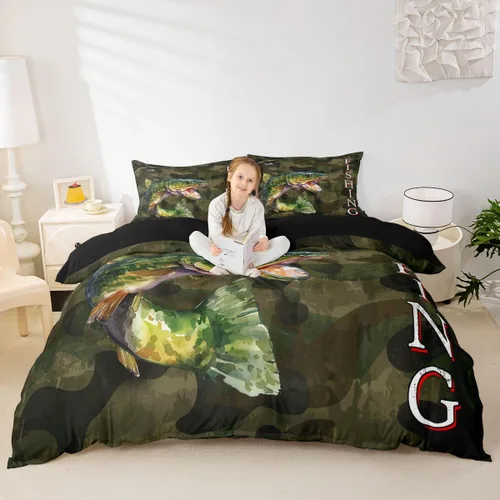 Miniatura 33 de Erosebridal Juego de ropa de cama para niños, juego de funda de edredón de sirena tamaño individual, funda de edredón femenina de escamas de peces