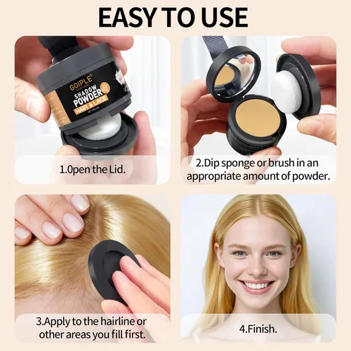 Miniatura 7 de Polvo de cobertura de raíces en polvo para mujeres, tinte de cabello para retoque de raíces para puntos calvos, cejas, línea de barba, fibras