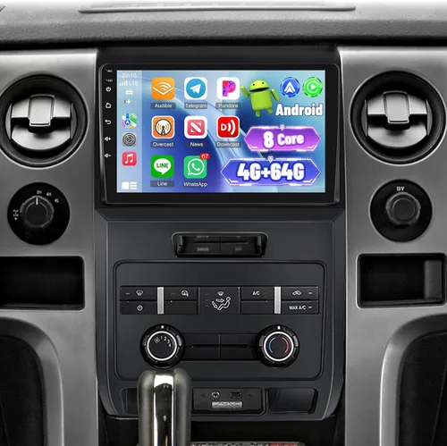 Qualcomm 8 Core 4+64G - Radio de coche para Ford F150 F 150 F-150 2009-2012 - Carplay inalámbrico y Android Auto - 9 pulgadas 1280 * 720 pantalla