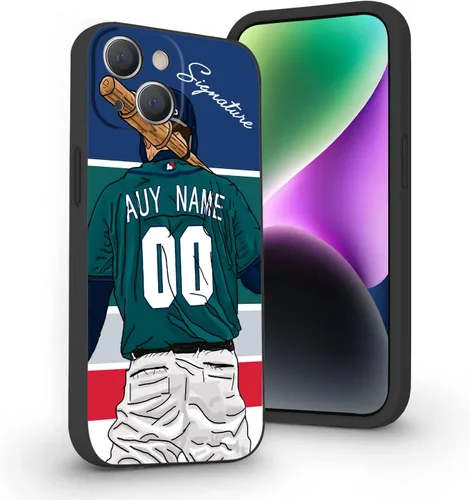 Miniatura 9 de Estuche de Béisbol Personalizado con Nombre y Número de Liquid Silicone para iPhone 17 Air 16 15 Pro Max 14 13 Mini 12 11 Xs Xr SE3 8 7 6 Plus