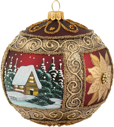 Miniatura 22 de Adorno de Navidad de Polish Gallery, Explosión Invernal, Bola de Vidrio Soplado (Oro, 6-pulgadas Ø/150mm)