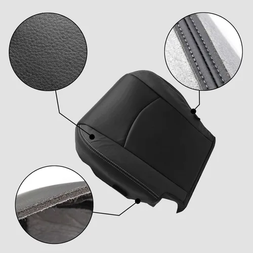 Miniatura 7 de SecosAutoparts Funda de asiento perforada de reemplazo para lado del conductor, parte inferior, de cuero negro, compatible con Dodge Ram 2500 3500