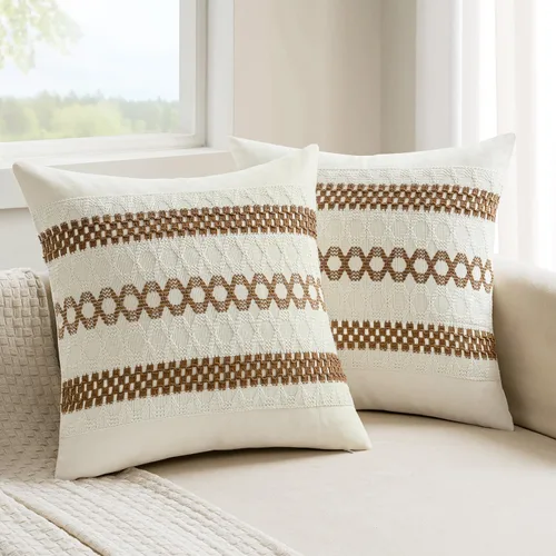 Miniatura 23 de MIULEE Fundas de almohada lumbares decorativas bohemias, cojín de algodón retro, tejidas de macramé para decoración del hogar para cama, sofá, neutro