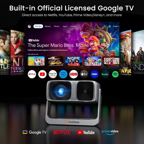 Miniatura 2 de Proyector para exteriores de Google TV con licencia oficial ANSI 2000 4K Full HD, proyector inteligente con WiFi y Bluetooth
