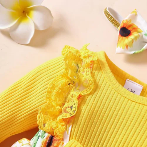Miniatura 13 de Mameluco de encaje para bebé niña con volantes, manga larga, para recién nacido, otoño, invierno