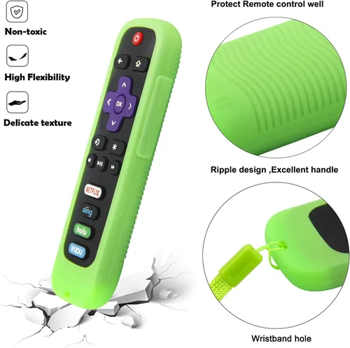 Miniatura 5 de Paquete de 2 fundas para control remoto (brilla en la oscuridad) compatible con Roku TV Remote/Roku Express/Streaming Stick/Premiere, funda