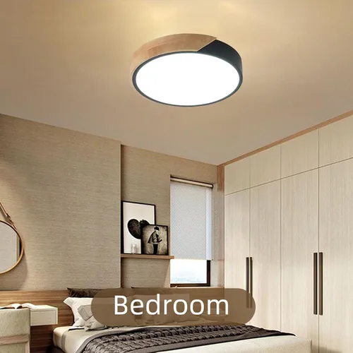 Miniatura 7 de Lámpara de techo LED moderna, 2 paquetes de luces de techo de montaje empotrado de madera, luces de cocina LED y accesorios de iluminación