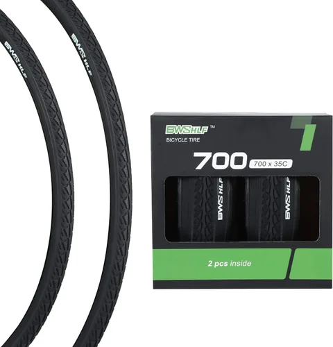 BWSHLF 700x23/25/28/35c Road Bike Tire, Folding Bead Replacement Cycling Bicycle Tires Black Durable 2 Pack 700x35C/Negro