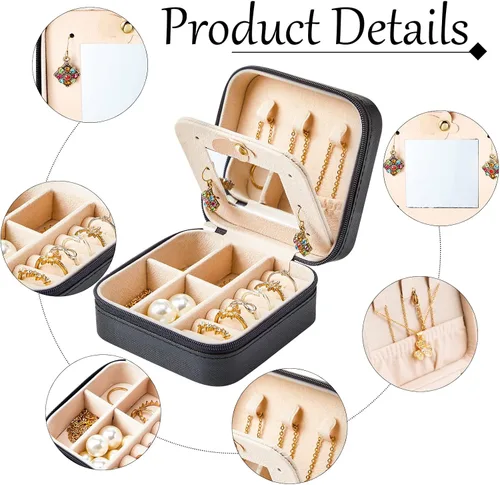 Miniatura 16 de Joyero de viaje de 10 piezas, cajas de regalo de dama de honor, organizador de viaje con espejo, caja pequeña de joyería, mini caja organizadora