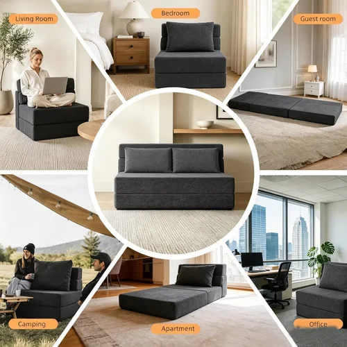 Miniatura 6 de Sofá Cama Plegable con Colchón, Sofá Cama Plegable con Funda para Silla de Cama con Almohada para Sala de Estar Oficina en Casa
