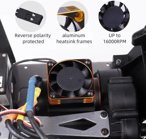Miniatura 5 de Ventilador de enfriamiento del motor de coche RC Disipador de calor 16000RPM Ventilador de enfriamiento ESC sin escobillas 1.575x1.575 in para coche