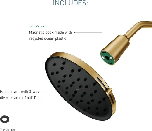 Miniatura 3 de Moen Verso Oro Cepillado Cabezal de Ducha Ajustable de 9 Pulgadas de Diámetro, 220R3BG