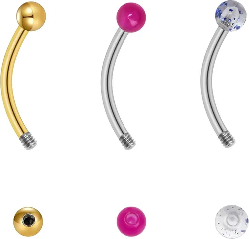Miniatura 3 de CrazyPiercing 20 anillos para cejas de acero quirúrgico de 056oz con forma de piercing de 0394in de longitud
