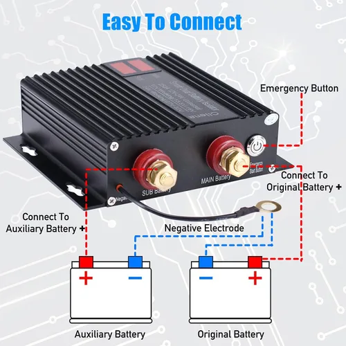 Miniatura 4 de Aislador inteligente de doble batería, 12 V/24 V, relé sensible al voltaje universal de 250 amperios - VSR para automóvil, RV, ATV, UTV, cámper