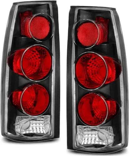 AmeriLite para Chevy GMC [Camion C/K Truck Silverado Sierra Suburban Blazer Tahoe Yukon] Juego de luces traseras de repuesto estilo Euro en negro -