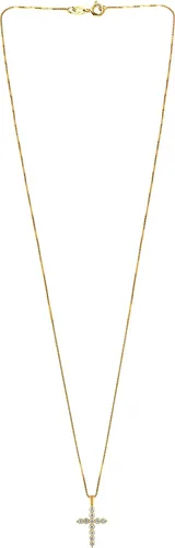 Miniatura 4 de Collar con colgante de cruz de diamante cultivado en laboratorio de plata de ley de 14 a 12 CT de corte redondo, joyería fina para mujer, caja